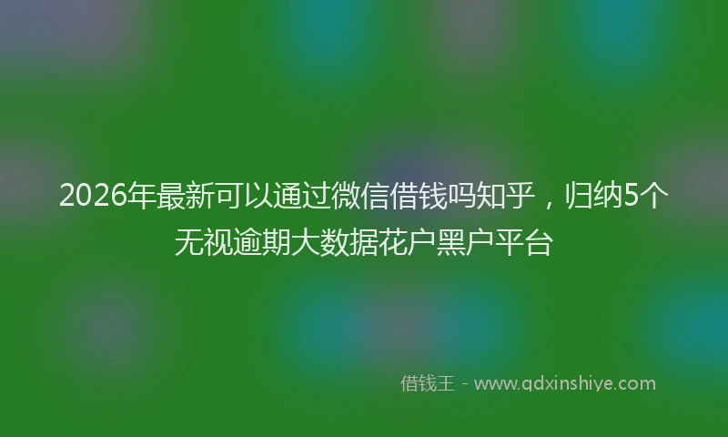 2026年最新可以通过微信借钱吗知乎，归纳5个无视逾期大数据花户黑户平台