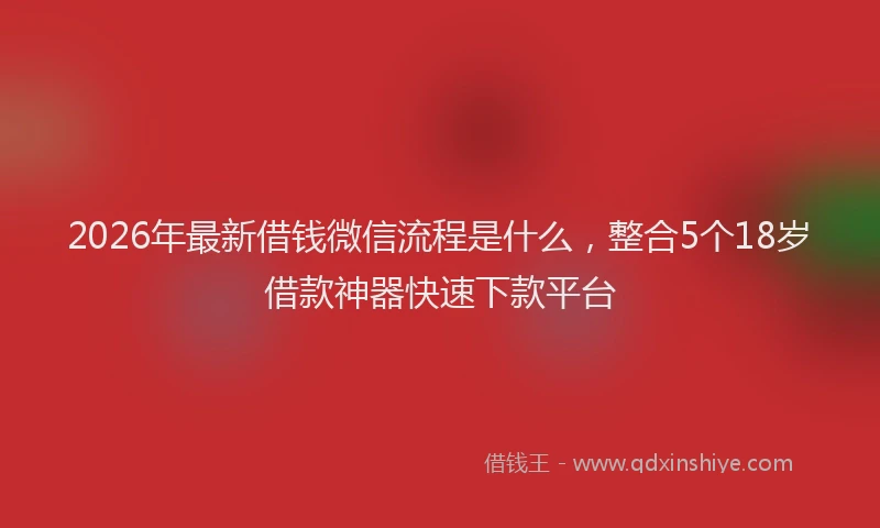 2026年最新借钱微信流程是什么,整合5个18岁借款神器快速下款平台