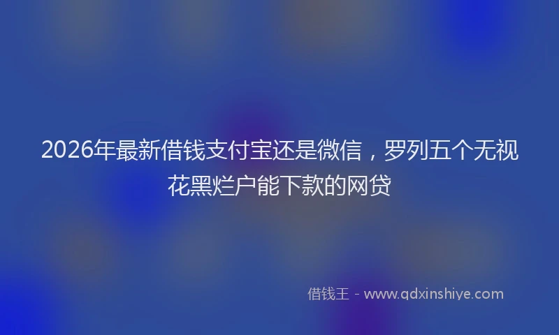 2026年最新借钱支付宝还是微信，罗列五个无视花黑烂户能下款的网贷
