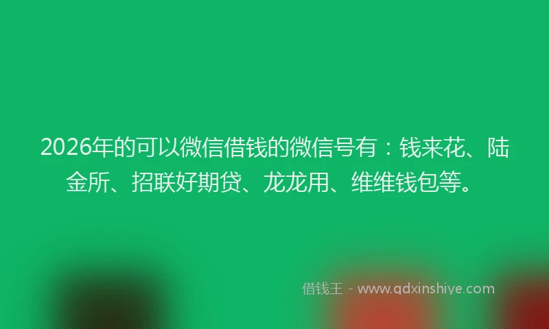 2026年的可以微信借钱的微信号有：钱来花、陆金所、招联好期贷、龙龙用、维维钱包等。