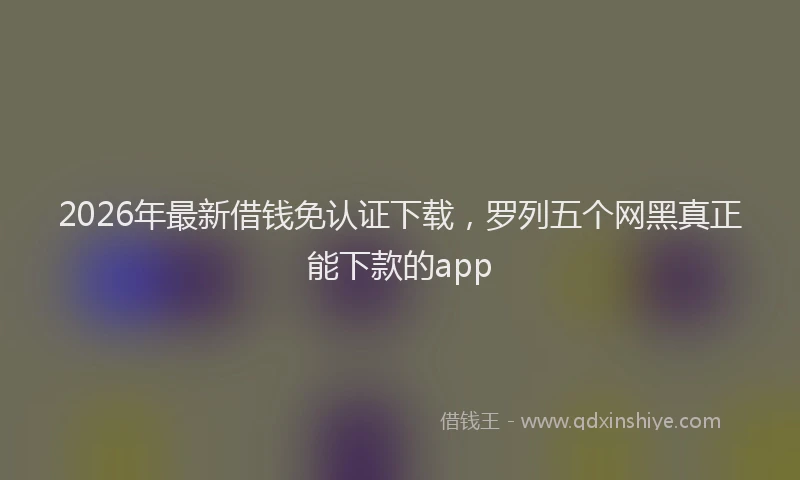 2026年最新借钱免认证下载，罗列五个网黑真正能下款的app