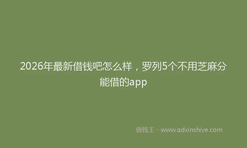 2026年最新借钱吧怎么样，罗列5个不用芝麻分能借的app