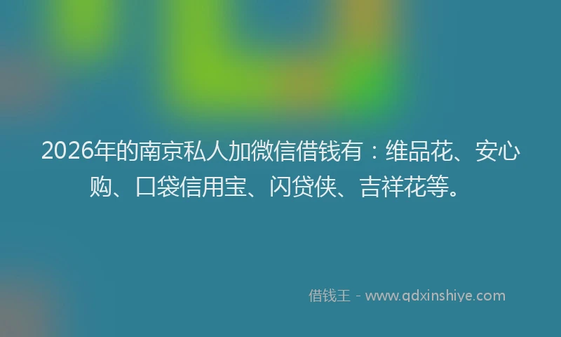 2026年的南京私人加微信借钱有：维品花、安心购、口袋信用宝、闪贷侠、吉祥花等。