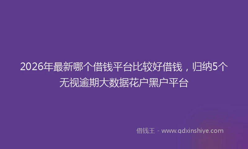2026年最新哪个借钱平台比较好借钱，归纳5个无视逾期大数据花户黑户平台