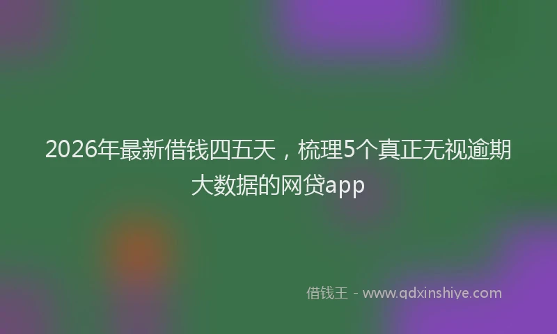 2026年最新借钱四五天,梳理5个真正无视逾期大数据的网贷app