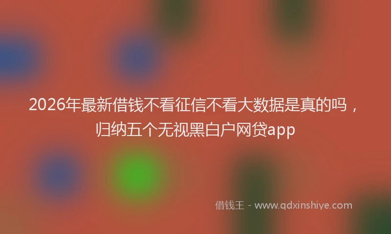 2026年最新借钱不看征信不看大数据是真的吗，归纳五个无视黑白户网贷app