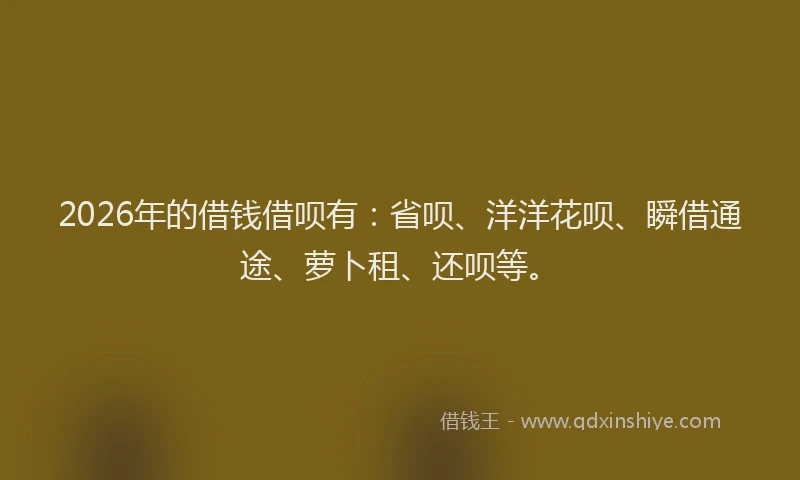 2026年的借钱借呗有：省呗、洋洋花呗、瞬借通途、萝卜租、还呗等。