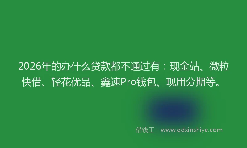 2026年的办什么贷款都不通过有：现金站、微粒快借、轻花优品、鑫速Pro钱包、现用分期等。