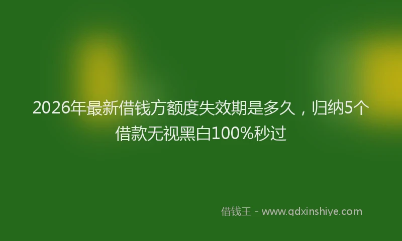 2026年最新借钱方额度失效期是多久，归纳5个借款无视黑白100%秒过