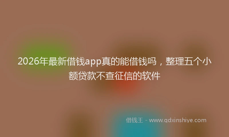 2026年最新借钱app真的能借钱吗，整理五个小额贷款不查征信的软件