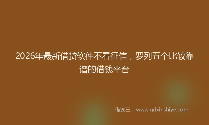 2026年最新借贷软件不看征信，罗列五个比较靠谱的借钱平台