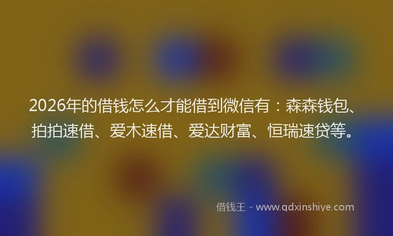 2026年的借钱怎么才能借到微信有：森森钱包、拍拍速借、爱木速借、爱达财富、恒瑞速贷等。