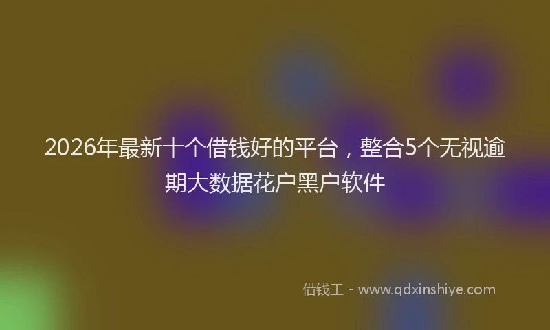 2026年最新十个借钱好的平台，整合5个无视逾期大数据花户黑户软件