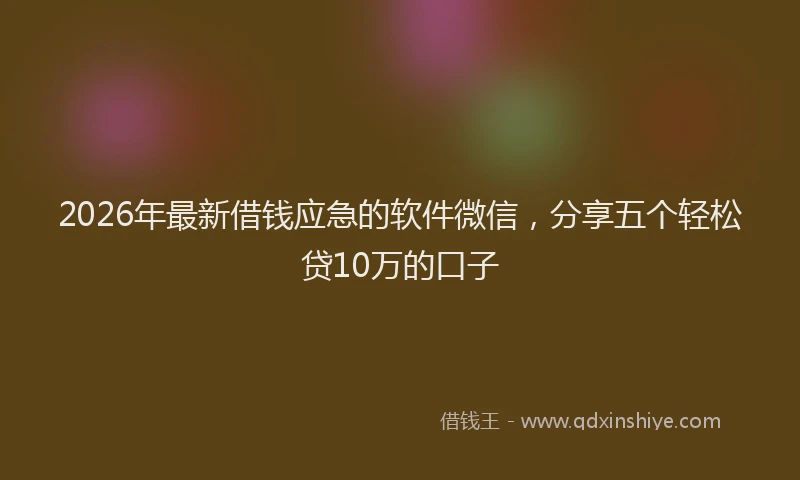 2026年最新借钱应急的软件微信，分享五个轻松贷10万的口子
