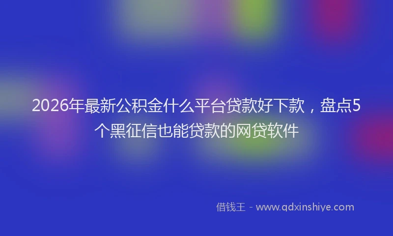 2026年最新公积金什么平台贷款好下款，盘点5个黑征信也能贷款的网贷软件