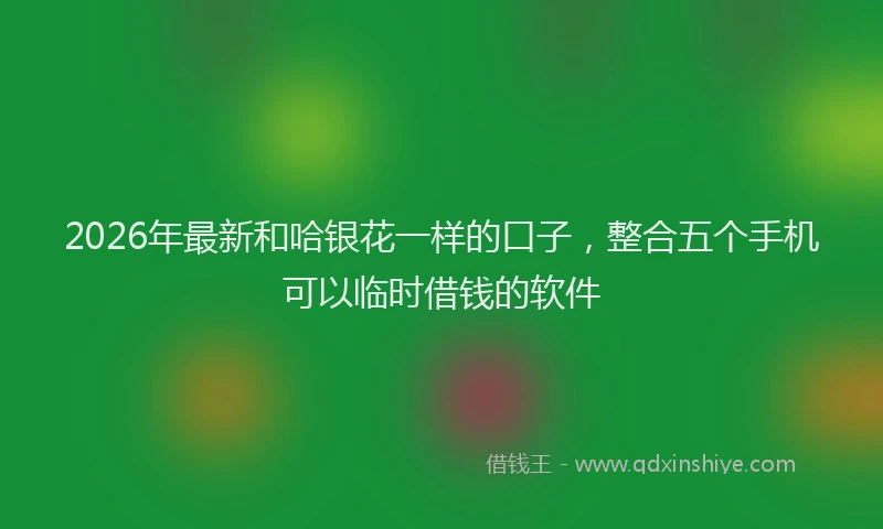 2026年最新和哈银花一样的口子，整合五个手机可以临时借钱的软件