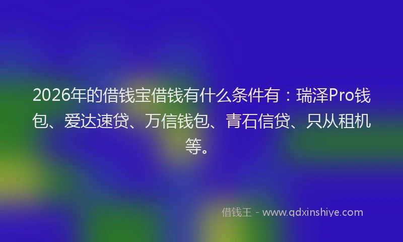 2026年的借钱宝借钱有什么条件有：瑞泽Pro钱包、爱达速贷、万信钱包、青石信贷、只从租机等。