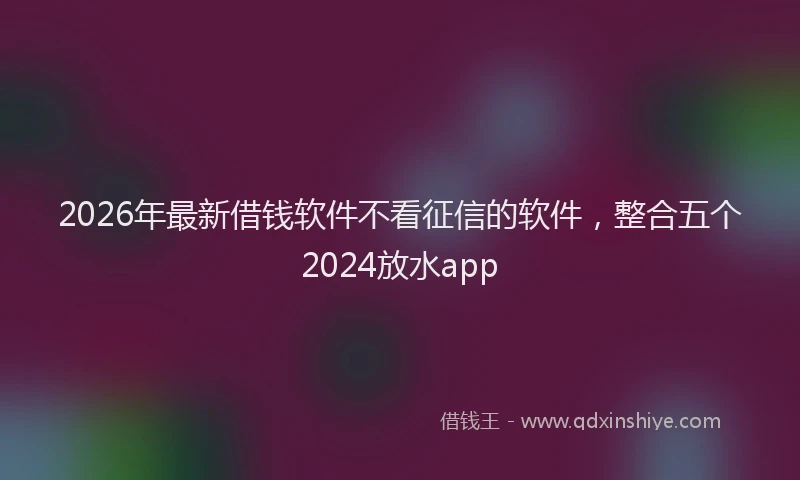2026年最新借钱软件不看征信的软件，整合五个2024放水app