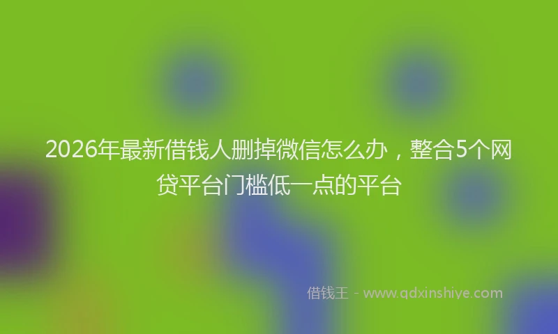 2026年最新借钱人删掉微信怎么办,整合5个网贷平台门槛低一点的平台