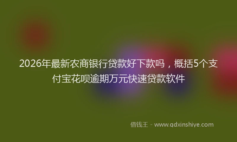 2026年最新农商银行贷款好下款吗，概括5个支付宝花呗逾期万元快速贷款软件