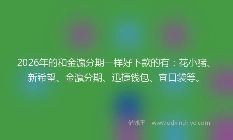 2026年的和金瀛分期一样好下款的有：花小猪、新希望、金瀛分期、迅捷钱包、宜口袋等。