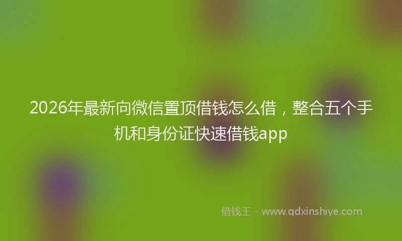 2026年最新向微信置顶借钱怎么借，整合五个手机和身份证快速借钱app