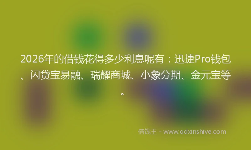 2026年的借钱花得多少利息呢有：迅捷Pro钱包、闪贷宝易融、瑞耀商城、小象分期、金元宝等。