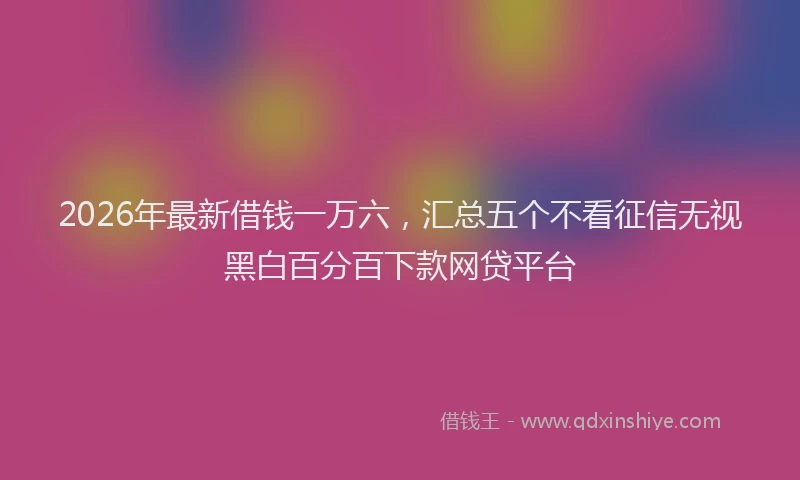 2026年最新借钱一万六，汇总五个不看征信无视黑白百分百下款网贷平台