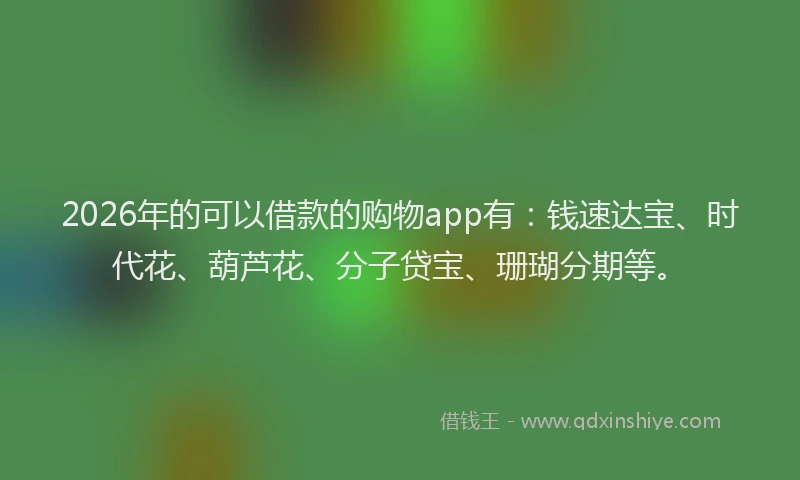 2026年的可以借款的购物app有:钱速达宝、时代花、葫芦花、分子贷宝、珊瑚分期等。