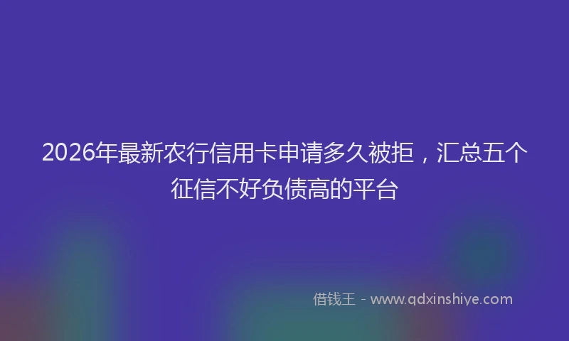 2026年最新农行信用卡申请多久被拒，汇总五个征信不好负债高的平台
