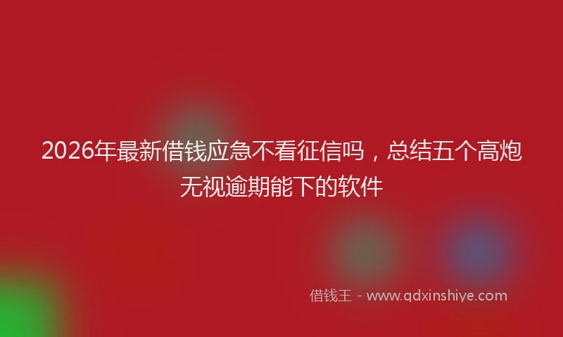 2026年最新借钱应急不看征信吗,总结五个高炮无视逾期能下的软件