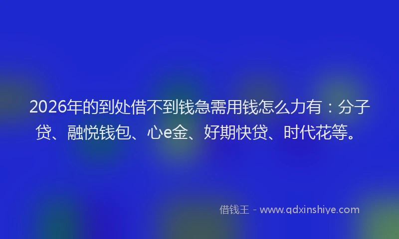 2026年的到处借不到钱急需用钱怎么力有：分子贷、融悦钱包、心e金、好期快贷、时代花等。