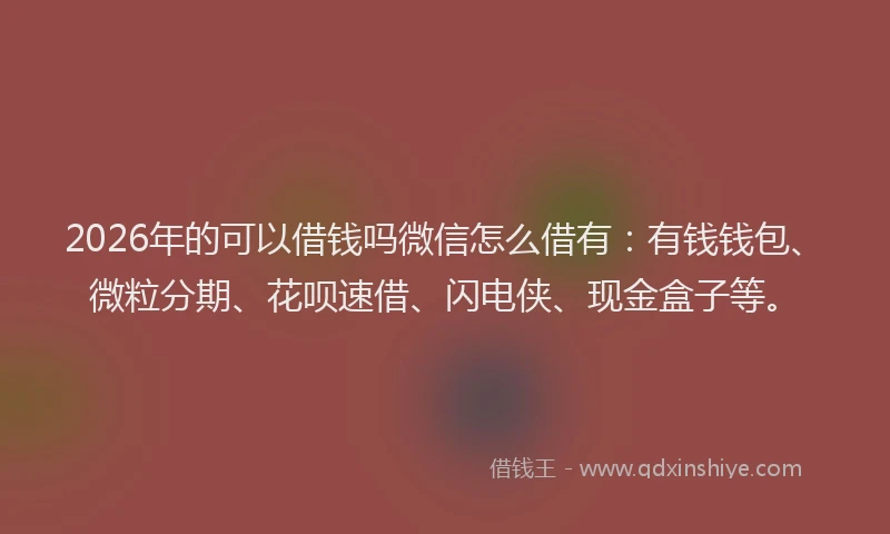 2026年的可以借钱吗微信怎么借有：有钱钱包、微粒分期、花呗速借、闪电侠、现金盒子等。