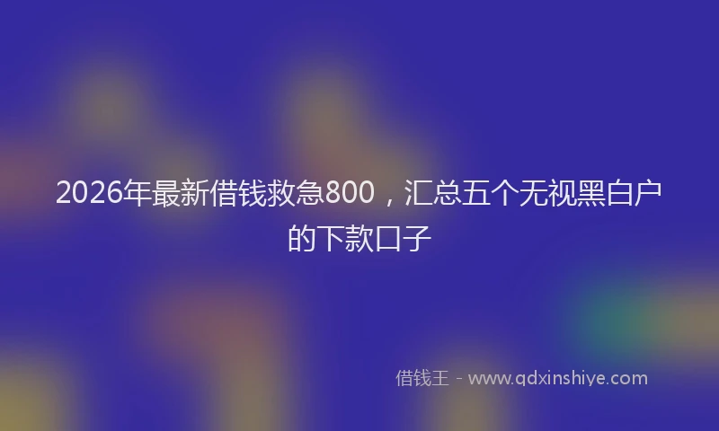 2026年最新借钱救急800,汇总五个无视黑白户的下款口子