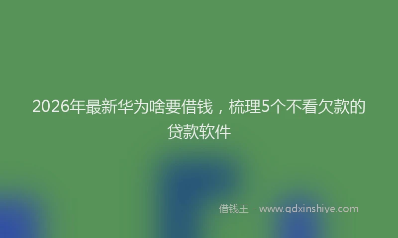 2026年最新华为啥要借钱，梳理5个不看欠款的贷款软件