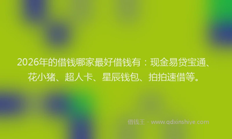 2026年的借钱哪家最好借钱有:现金易贷宝通、花小猪、超人卡、星辰钱包、拍拍速借等。