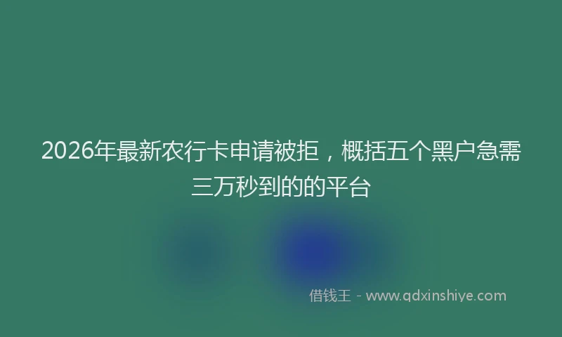 2026年最新农行卡申请被拒，概括五个黑户急需三万秒到的的平台