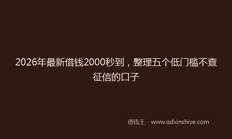 2026年最新借钱2000秒到，整理五个低门槛不查征信的口子