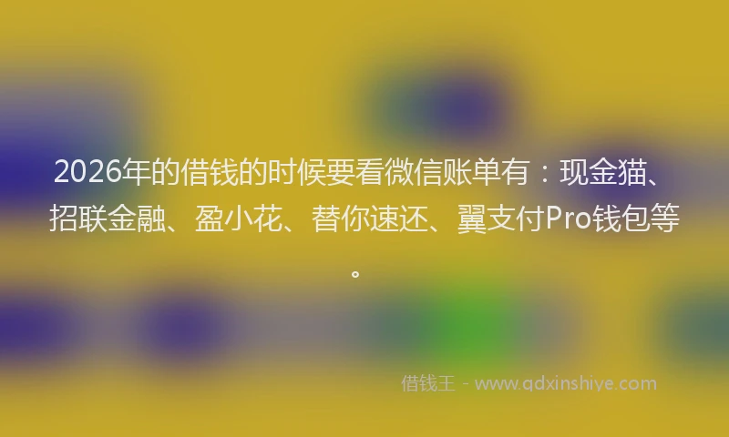 2026年的借钱的时候要看微信账单有：现金猫、招联金融、盈小花、替你速还、翼支付Pro钱包等。