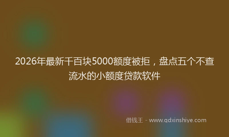 2026年最新千百块5000额度被拒,盘点五个不查流水的小额度贷款软件