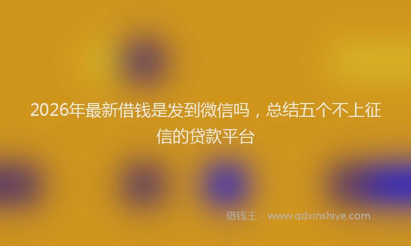 2026年最新借钱是发到微信吗，总结五个不上征信的贷款平台