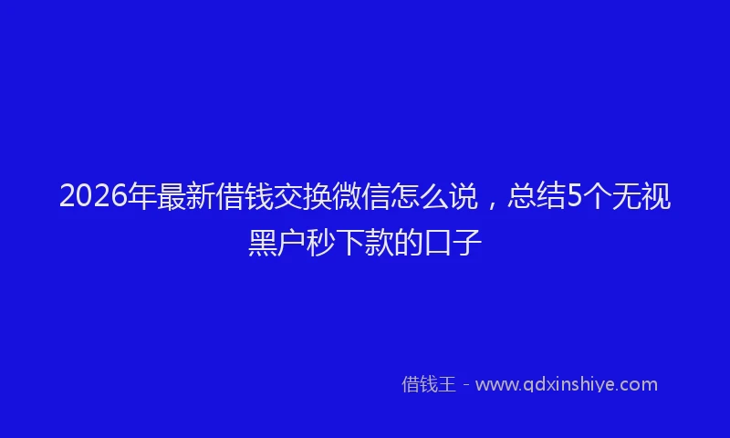 2026年最新借钱交换微信怎么说，总结5个无视黑户秒下款的口子