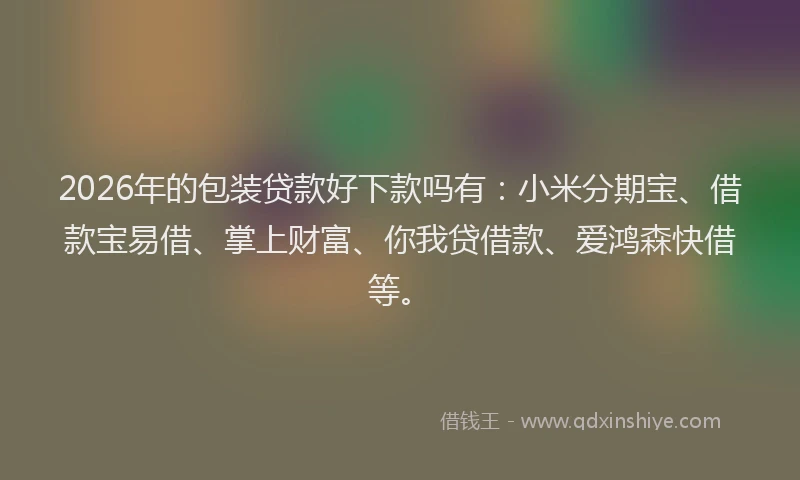2026年的包装贷款好下款吗有：小米分期宝、借款宝易借、掌上财富、你我贷借款、爱鸿森快借等。
