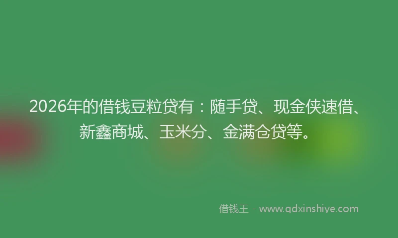 2026年的借钱豆粒贷有：随手贷、现金侠速借、新鑫商城、玉米分、金满仓贷等。