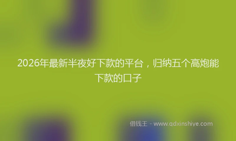 2026年最新半夜好下款的平台，归纳五个高炮能下款的口子