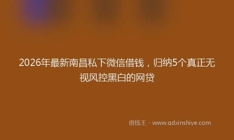 2026年最新南昌私下微信借钱,归纳5个真正无视风控黑白的网贷