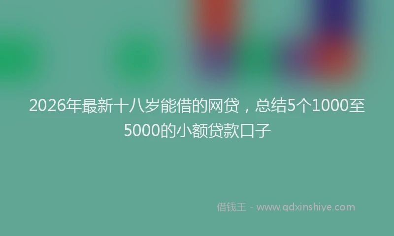 2026年最新十八岁能借的网贷,总结5个1000至5000的小额贷款口子