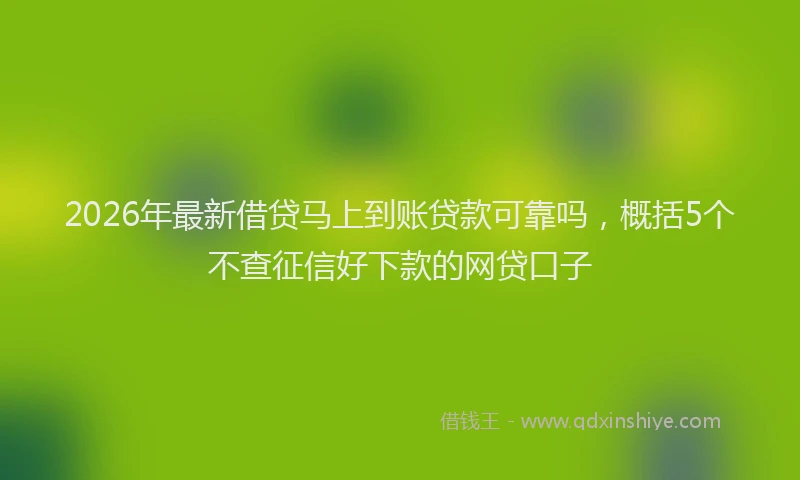 2026年最新借贷马上到账贷款可靠吗，概括5个不查征信好下款的网贷口子