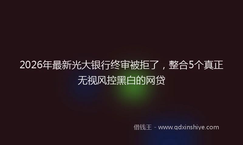 2026年最新光大银行终审被拒了，整合5个真正无视风控黑白的网贷