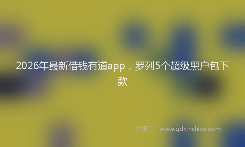 2026年最新借钱有道app，罗列5个超级黑户包下款